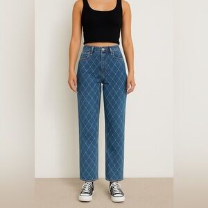 Hollister Diamond Blue High Rise Dad Jeans Medium Wash Denim- Size 25